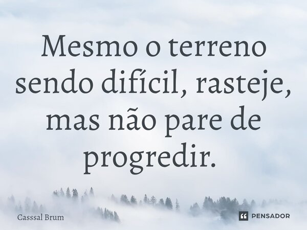 Mesmo o terreno sendo difícil, rasteje, mas não pare de progredir. ⁠... Frase de Casssal Brum.