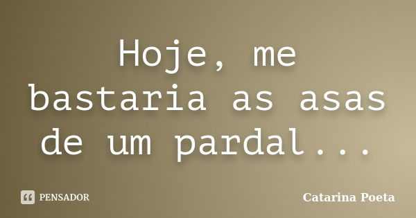 Hoje, me bastaria as asas de um pardal...... Frase de Catarina Poeta.