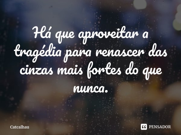 ⁠Há que aproveitar a tragédia para renascer das cinzas mais fortes do que nunca.... Frase de Catcalhau.