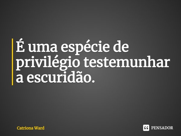 ⁠É uma espécie de privilégio testemunhar a escuridão.... Frase de Catriona Ward.