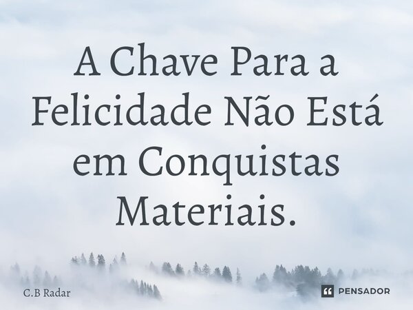 ⁠⁠A Chave Para a Felicidade Não Está em Conquistas Materiais.... Frase de C.B Radar.