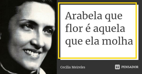 Arabela que flor é aquela que ela molha... Frase de Cecília Meireles.