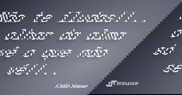 Não te iludas!!.. o olhar da alma só vê o que não se vê!!..... Frase de Celia Sousa.