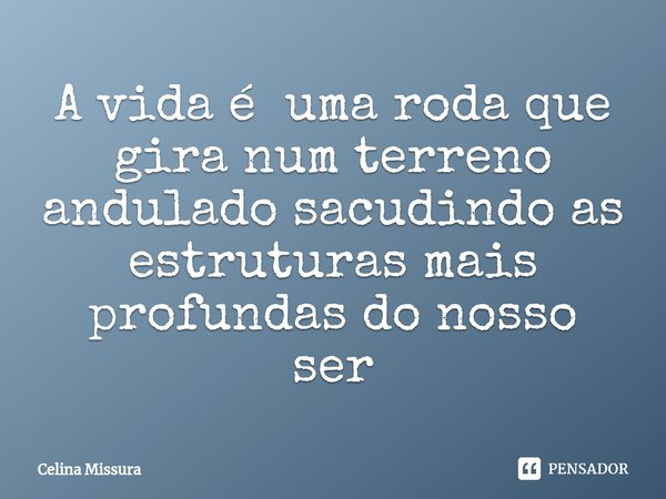 ⁠A vida é uma roda que gira num terreno andulado sacudindo as estruturas mais profundas do nosso ser... Frase de Celina Missura.