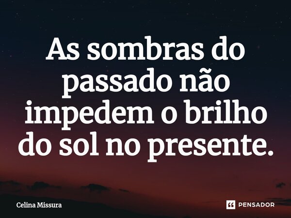 ⁠As sombras do passado não impedem o brilho do sol no presente.... Frase de Celina Missura.