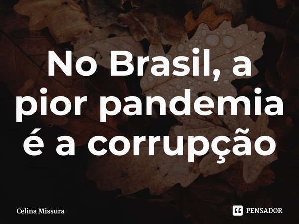 ⁠No Brasil, a pior pandemia é a corrupção... Frase de Celina Missura.
