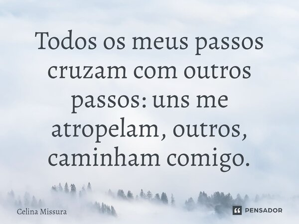 ⁠Todos os meus passos cruzam com outros passos: uns me atropelam, outros, caminham comigo.... Frase de Celina Missura.