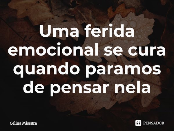 ⁠Uma ferida emocional se cura quando paramos de pensar nela... Frase de Celina Missura.
