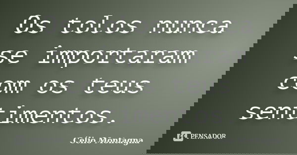 Os tolos nunca se importaram com os teus sentimentos.... Frase de Célio Montagna.