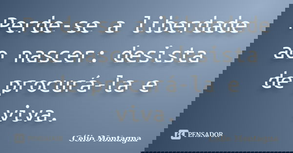Perde-se a liberdade ao nascer: desista de procurá-la e viva.... Frase de Célio Montagna.