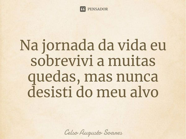 ⁠Na jornada da vida eu sobrevivi a muitas quedas, mas nunca desisti do meu alvo... Frase de Celso Augusto Soares.