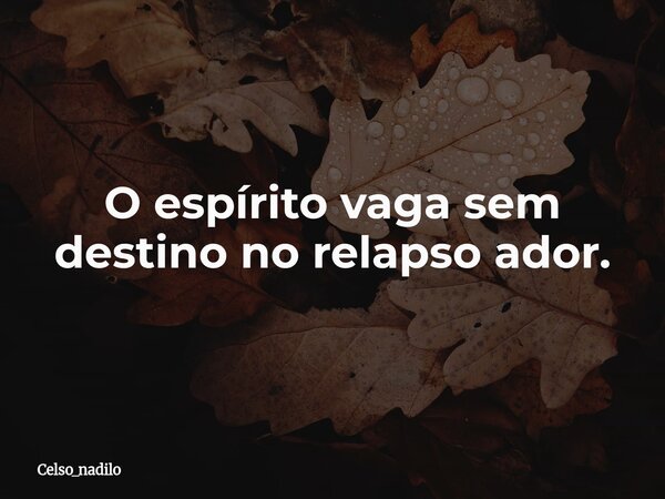 O espírito vaga sem destino no relapso ador.... Frase de celso_nadilo.