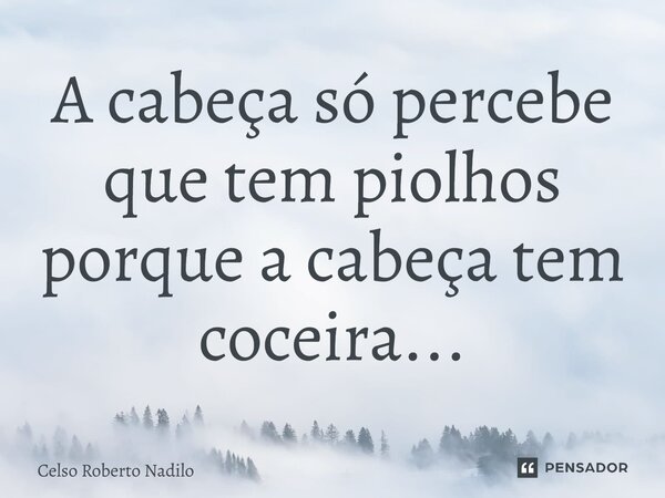 A cabeça só percebe que tem piolhos porque a cabeça tem coceira...... Frase de Celso roberto nadilo.