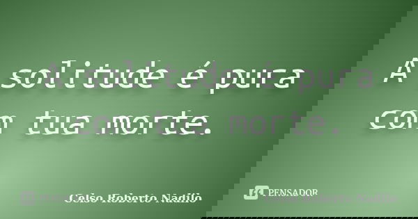 A solitude é pura com tua morte.... Frase de celso roberto nadilo.