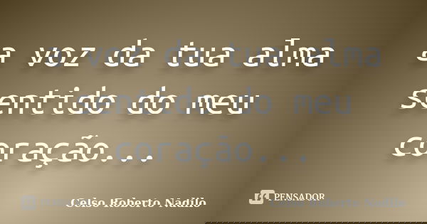 a voz da tua alma sentido do meu coração...... Frase de celso roberto nadilo.