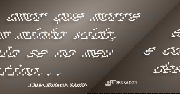 amor que morre em minha vida, e cala se no meu destino...... Frase de celso roberto nadilo.