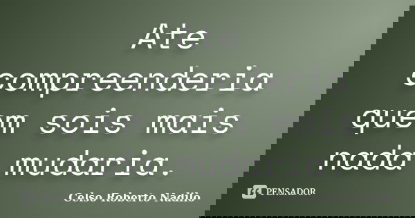 Ate compreenderia quem sois mais nada mudaria.... Frase de celso roberto nadilo.