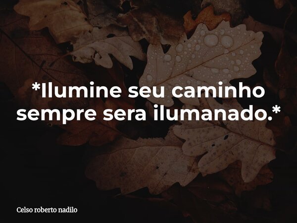 *Ilumine seu caminho sempre sera ilumanado.*... Frase de Celso roberto nadilo.