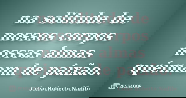 na solitude de nossos corpos nossas almas queimam de paixão.... Frase de celso roberto nadilo.