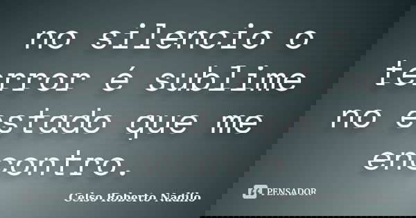 no silencio o terror é sublime no estado que me encontro.... Frase de celso roberto nadilo.