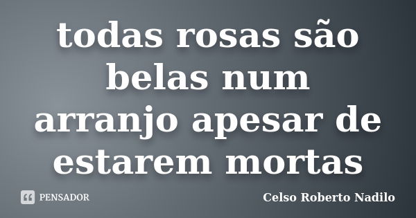 todas rosas são belas num arranjo apesar de estarem mortas... Frase de celso roberto nadilo.