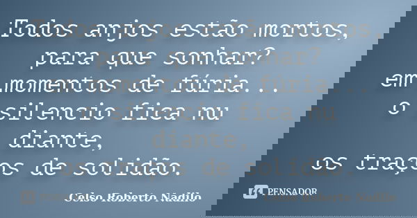 Todos anjos estão mortos, para que sonhar? em momentos de fúria... o silencio fica nu diante, os traços de solidão.... Frase de celso roberto nadilo.