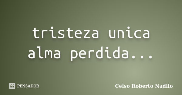 tristeza unica alma perdida...... Frase de celso roberto nadilo.