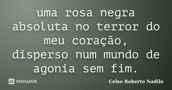 uma rosa negra absoluta no terror do meu coração, disperso num mundo de agonia sem fim.... Frase de celso roberto nadilo.