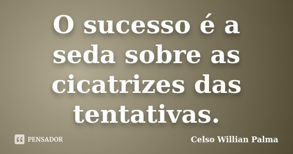 O sucesso é a seda sobre as cicatrizes das tentativas.... Frase de Celso Willian Palma.