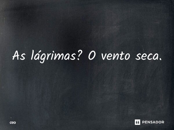 ⁠As lágrimas? O vento seca.... Frase de CEO.