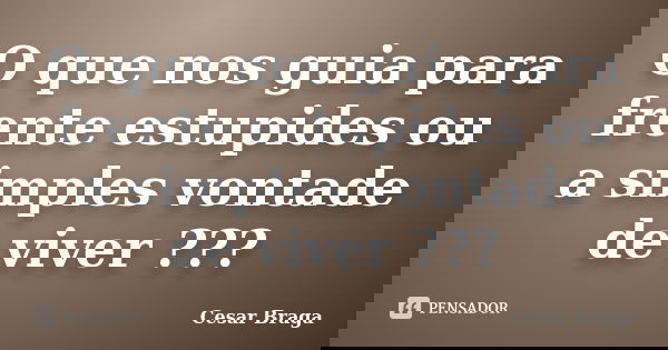 O que nos guia para frente estupides ou a simples vontade de viver ???... Frase de Cesar Braga.