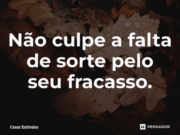 ⁠Não culpe a falta de sorte pelo seu fracasso.... Frase de Cesar Estivales.