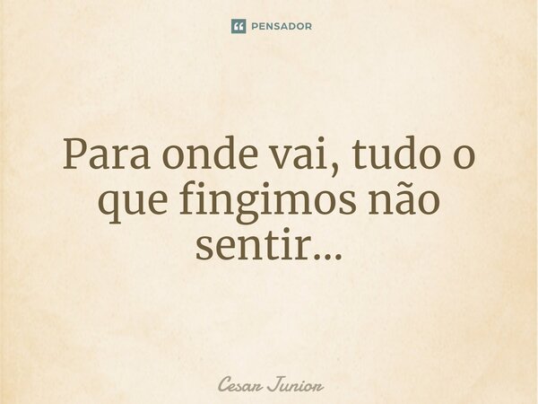 ⁠Para onde vai, tudo o que fingimos não sentir...... Frase de Cesar Junior.