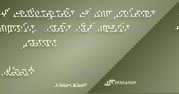 A educação é um plano amplo, não há meio pano. Kaab... Frase de César Kaab.