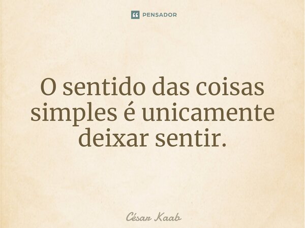 O sentido das coisas simples é unicamente deixar sentir.... Frase de César Kaab.