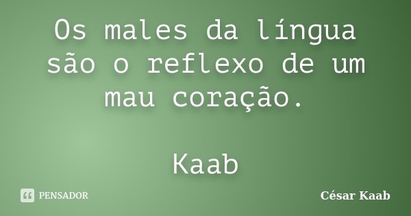 Os males da língua são o reflexo de um mau coração. Kaab... Frase de César Kaab.
