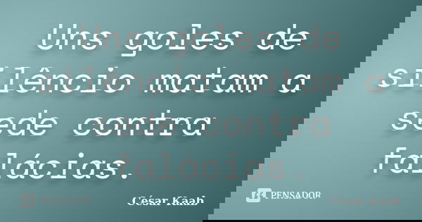 Uns goles de silêncio matam a sede contra falácias.... Frase de César Kaab.