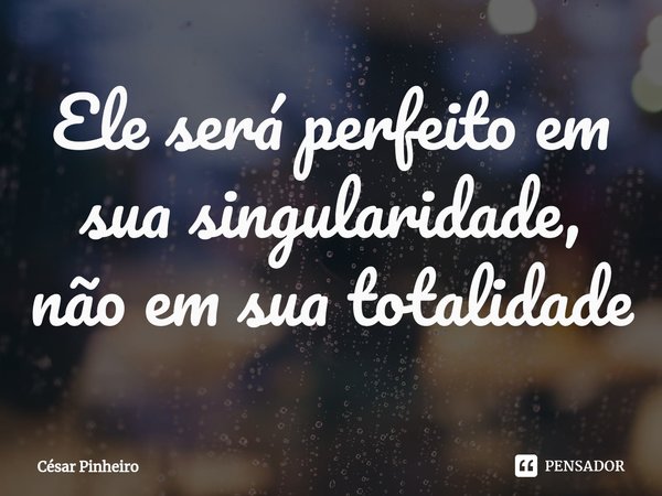 ⁠Ele será perfeito em sua singularidade, não em sua totalidade... Frase de Cesar Pinheiro.