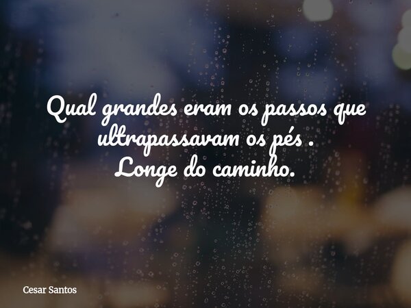 Qual grandes eram os passos que ultrapassavam os pés . Longe do caminho.... Frase de Cesar Santos.