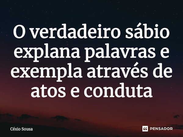 O verdadeiro sábio explana palavras e exempla através de atos e conduta⁠... Frase de Césio Sousa.