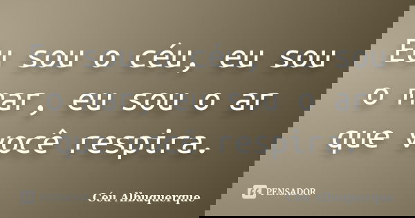 Eu sou o céu, eu sou o mar, eu sou o ar que você respira.... Frase de Céu Albuquerque.