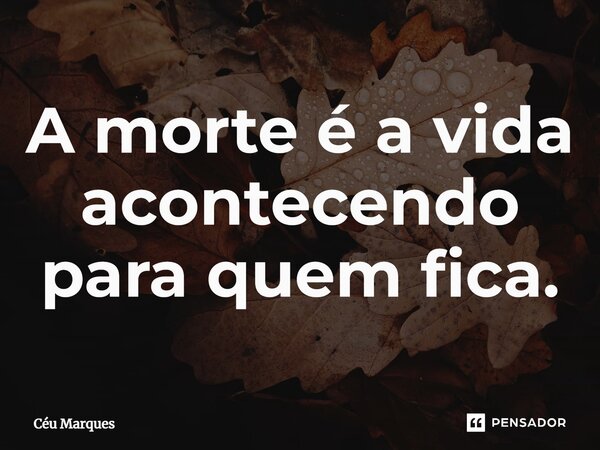 ⁠⁠A morte é a vida acontecendo para quem fica.... Frase de Céu Marques.