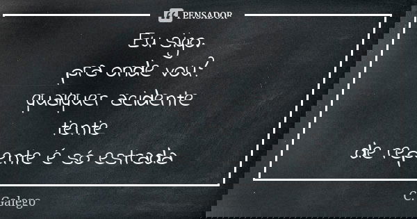 Eu sigo. pra onde vou? qualquer acidente tente de repente é só estrada... Frase de C. Galego.