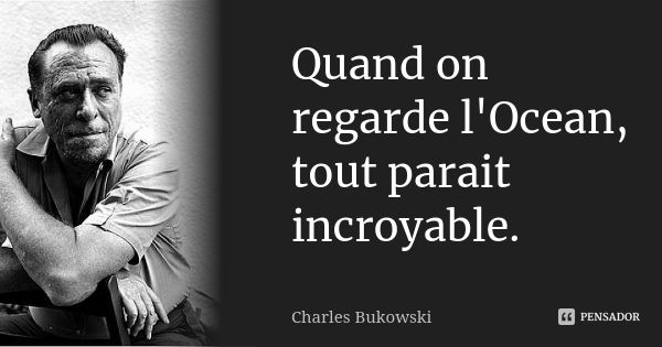 Quand on regarde l'Ocean, tout parait incroyable.... Frase de Charles Bukowski.