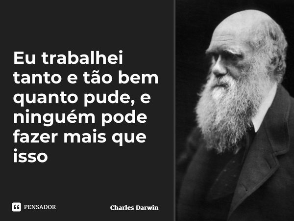 ⁠Eu trabalhei tanto e tão bem quanto pude, e ninguém pode fazer mais que isso... Frase de Charles Darwin.