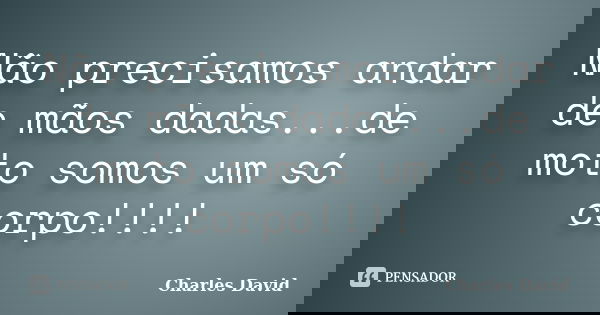 Não precisamos andar de mãos dadas...de moto somos um só corpo!!!!... Frase de Charles David.