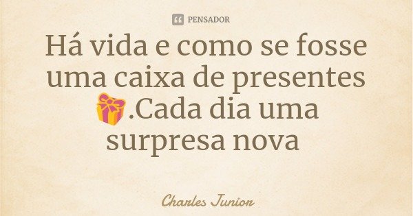 Há vida e como se fosse uma caixa de presentes 🎁.Cada dia uma surpresa nova... Frase de Charles Junior.