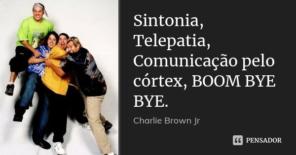 Sintonia, Telepatia, Comunicação pelo córtex, BOOM BYE BYE.... Frase de Charlie Brown Jr..
