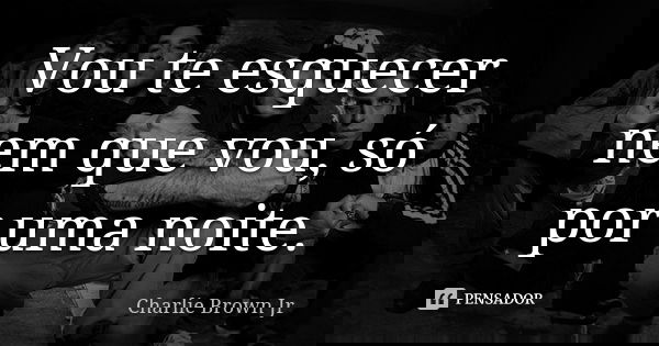 Vou te esquecer nem que vou, só por uma noite.... Frase de Charlie Brown Jr.