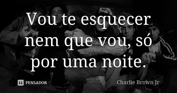 Vou te esquecer nem que vou, só por uma noite.... Frase de Charlie Brown Jr.